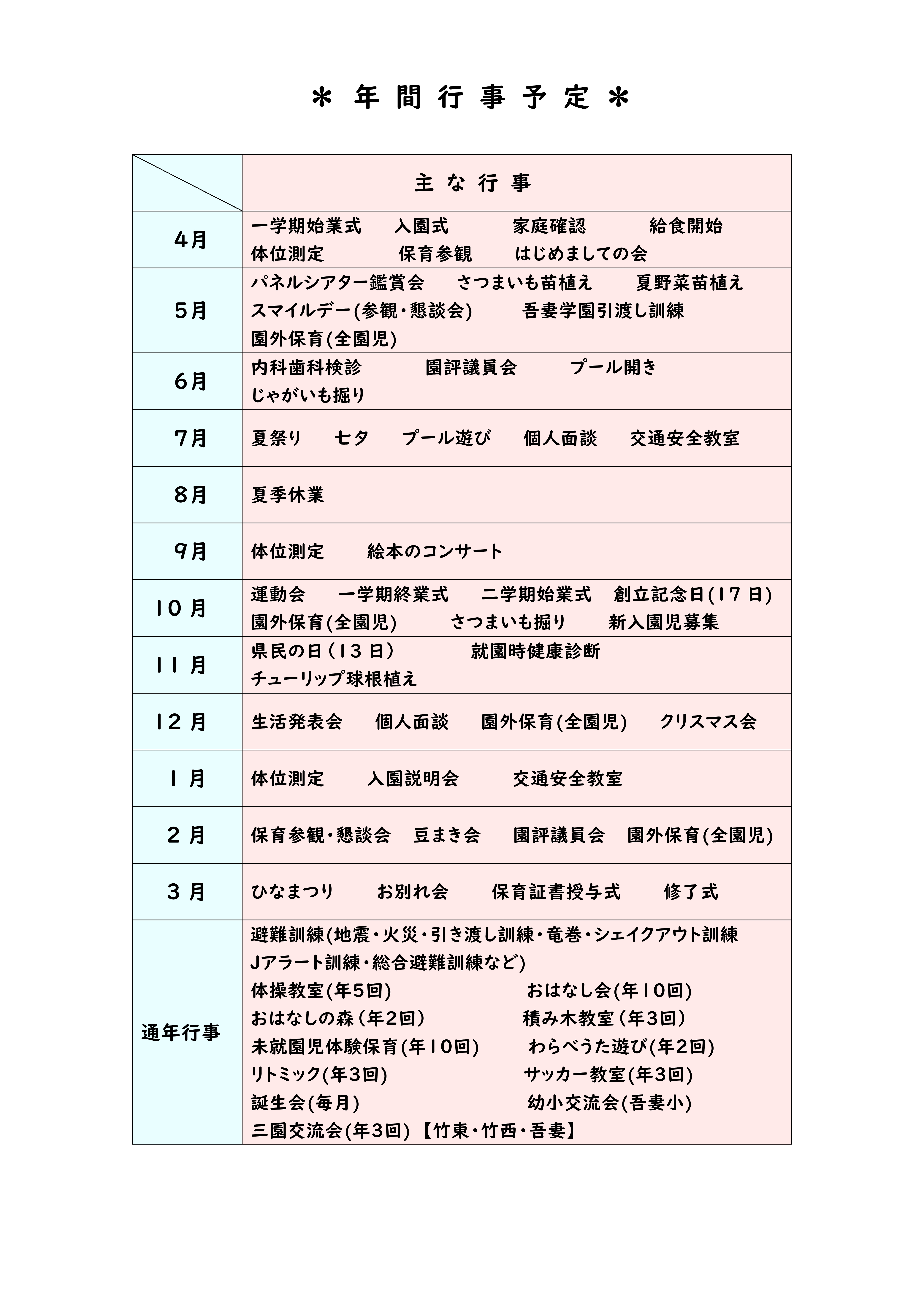 R8年間行事予定