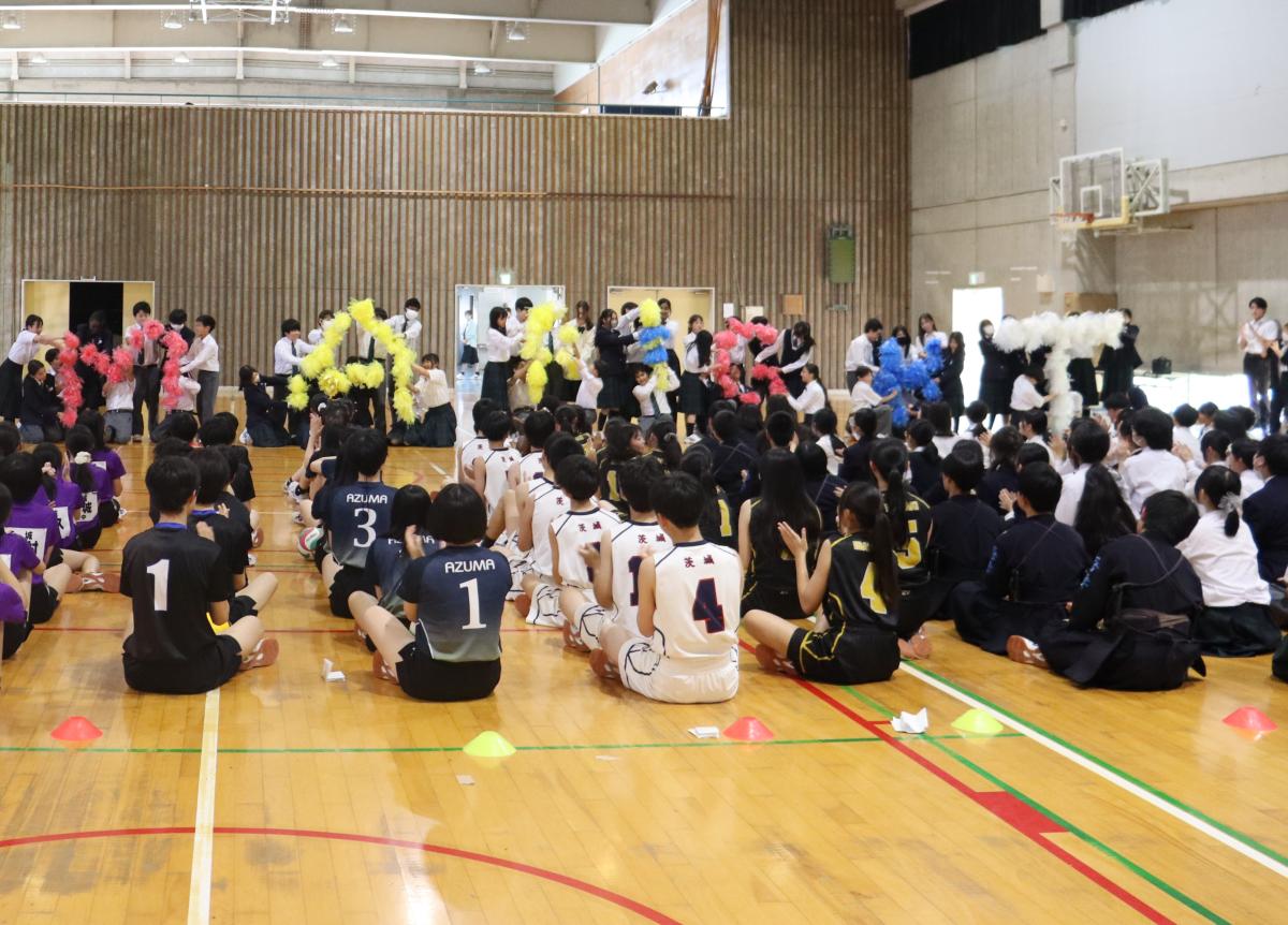 総体壮行会が行われました!頼もしい先輩の姿と7年生のエール