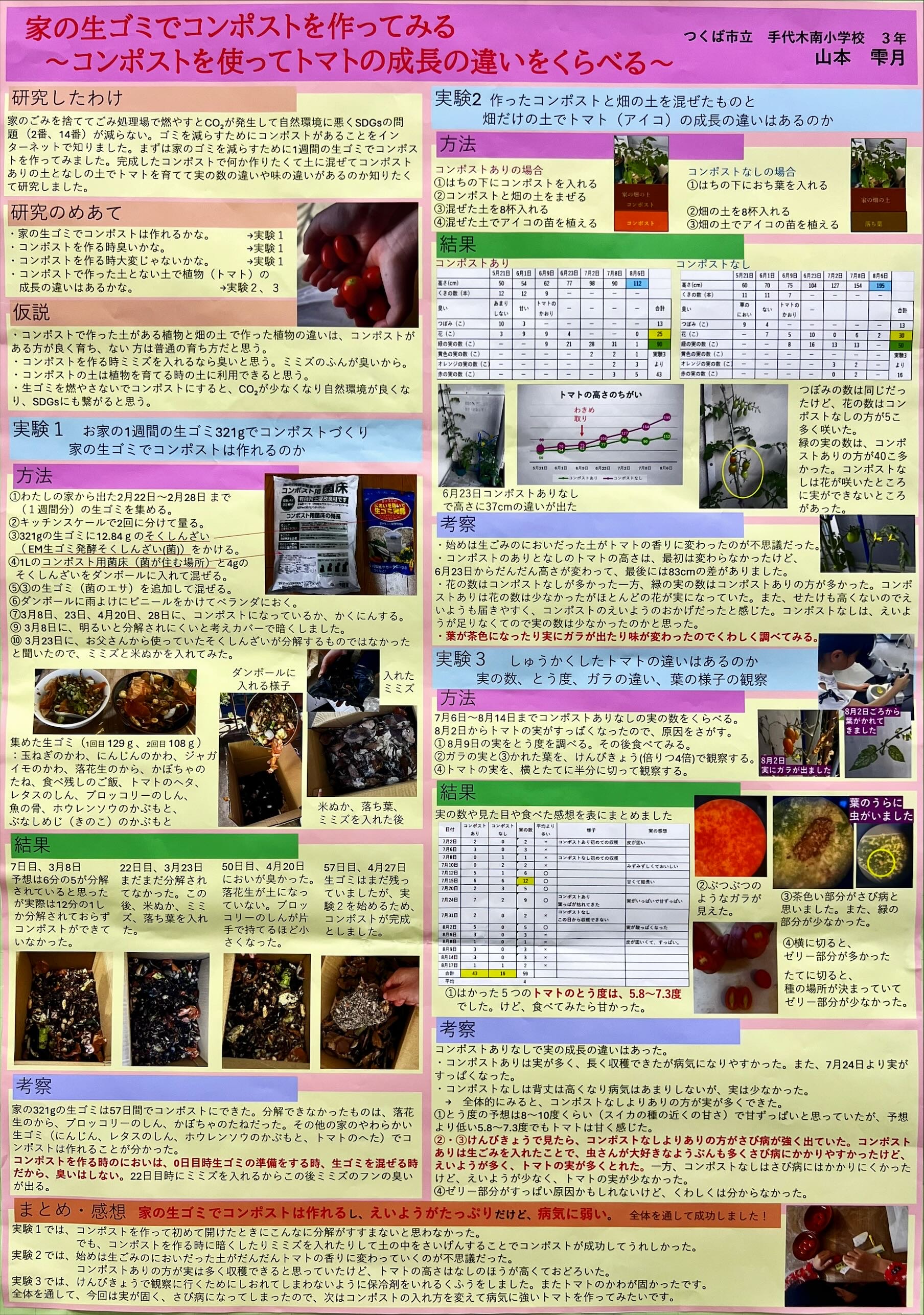 家の生ゴミでコンポストを作ってみる～コンポストを使ってトマトの成長の違いをくらべる～